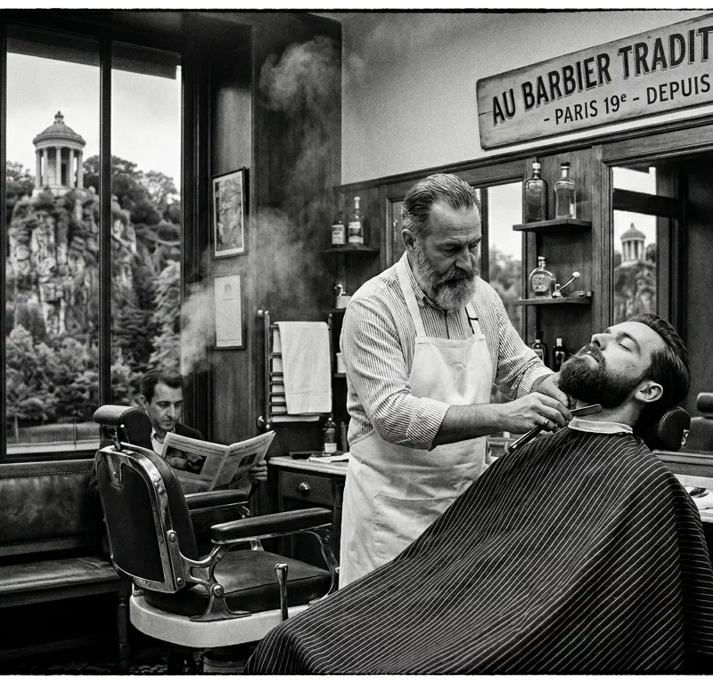 Rasage à l'ancienne avec shavette et bol à barbe traditionnel chez le meilleur barbier de Paris 19